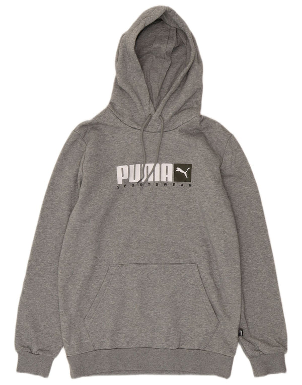 Puma Mens Graphic Hoodie Jumper Small Grey Cotton