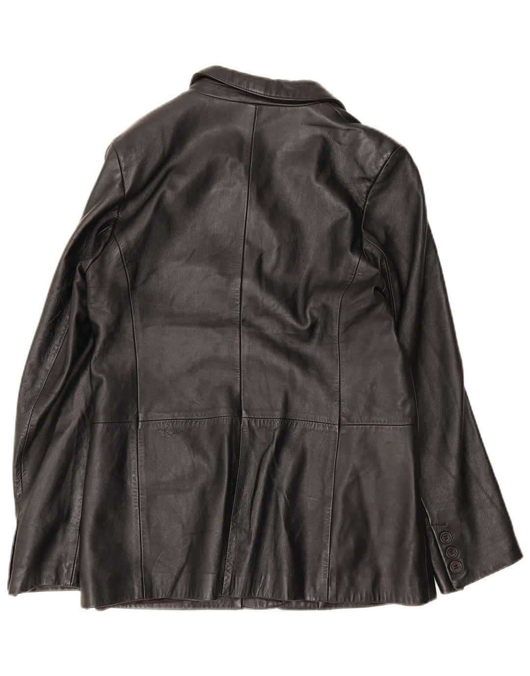 Conbipel Womens Leather 4 Button Blazer Jacket IT 48 XL Black