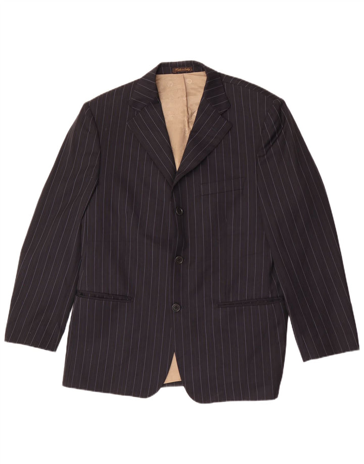 Giacca blazer a 3 bottoni da uomo Marks & Spencer UK 40 medio blu navy a righe