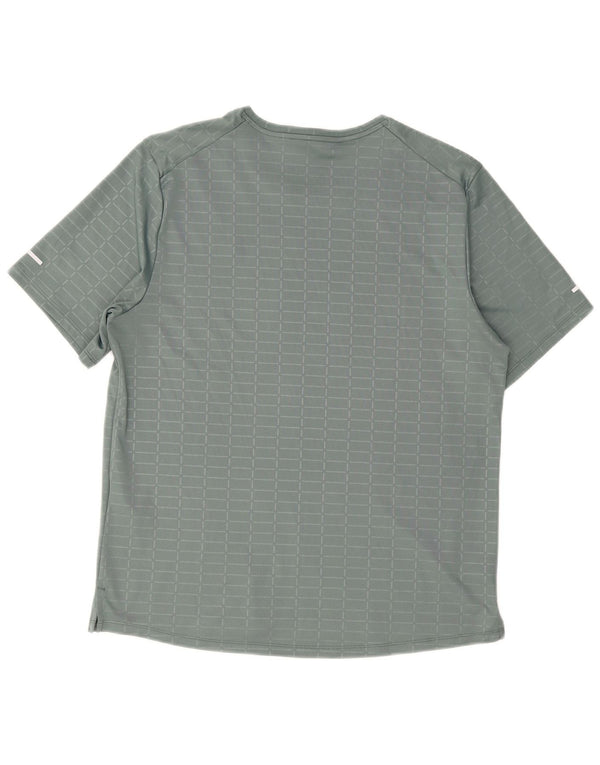 Nike Mens Dri Fit T-Shirt Top Medium Grey Check Polyester