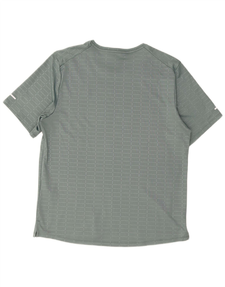 Nike Mens Dri Fit T-Shirt Top Medium Grey Check Polyester