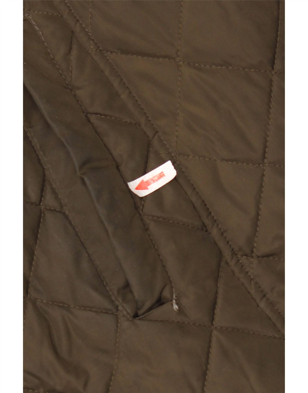 Dkny Dame Hætte Quiltet Overfrakke UK 16 Stor Khaki Polyester