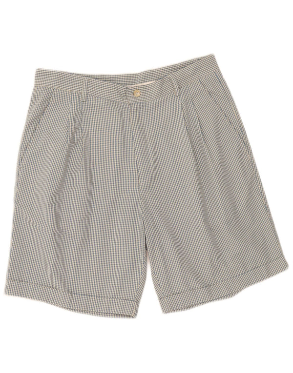 Pantaloncini chino con pegging da uomo Conte of Florence IT 50 Large W34 Blue Gingham