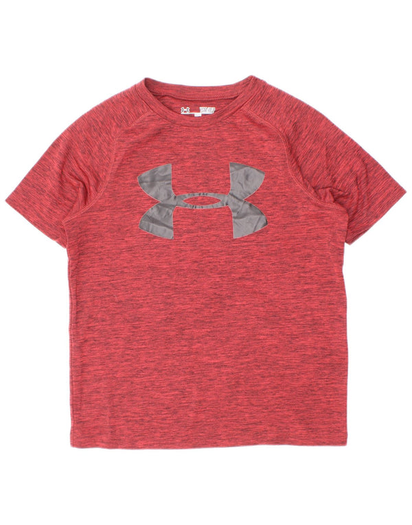 Under Armour Heat Gear Graphic T-Shirt Haut 7-8 Ans Petit Bordeaux