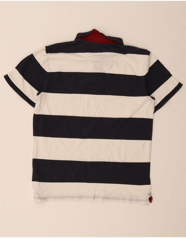 Gant Mens Rugby Polo Shirt Medium Navy Blue Striped Cotton