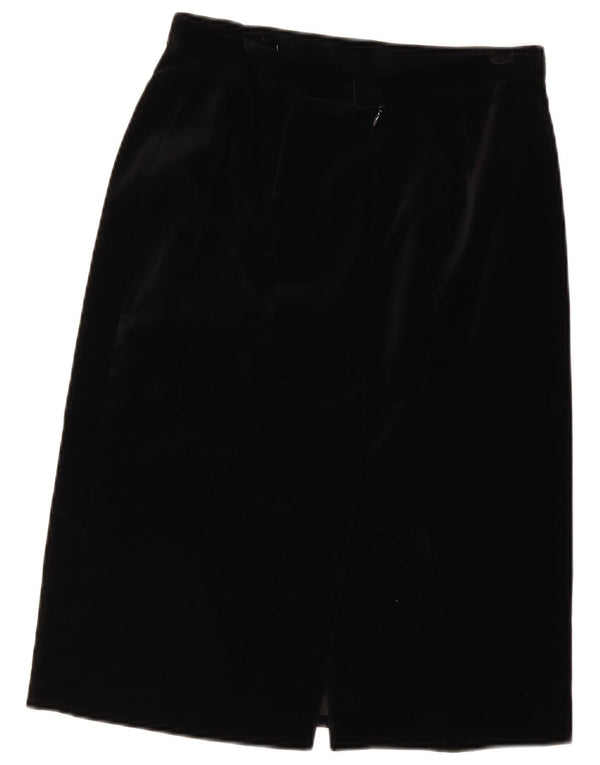 Falda recta de terciopelo vintage para mujer IT 44 Mediana W28 Algodón negro