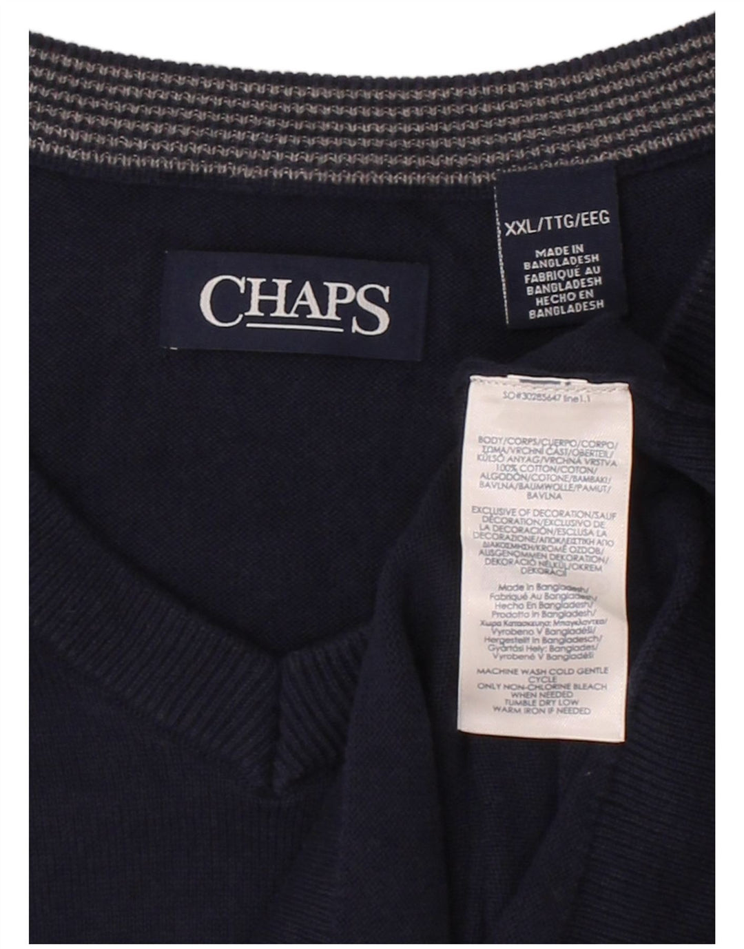 CHAPS Mens Vest Tank Top 2XL Navy Blue Cotton