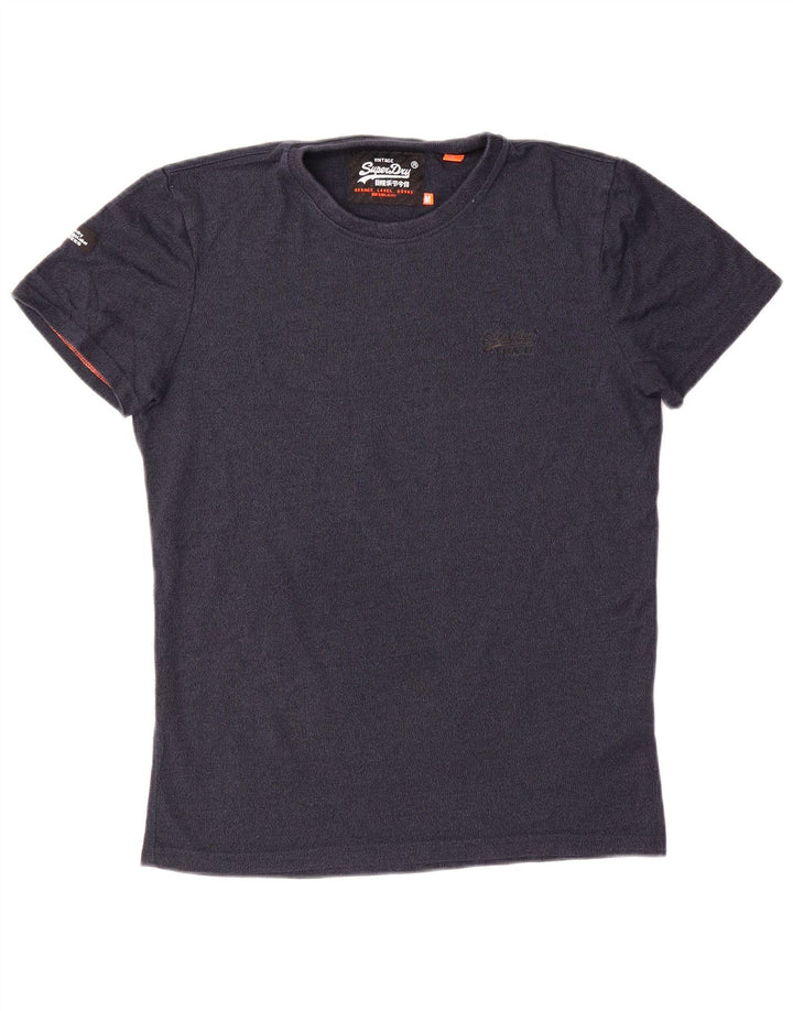 SUPERDRY Mens T-Shirt Top Medium Navy Blue Flecked Cotton
