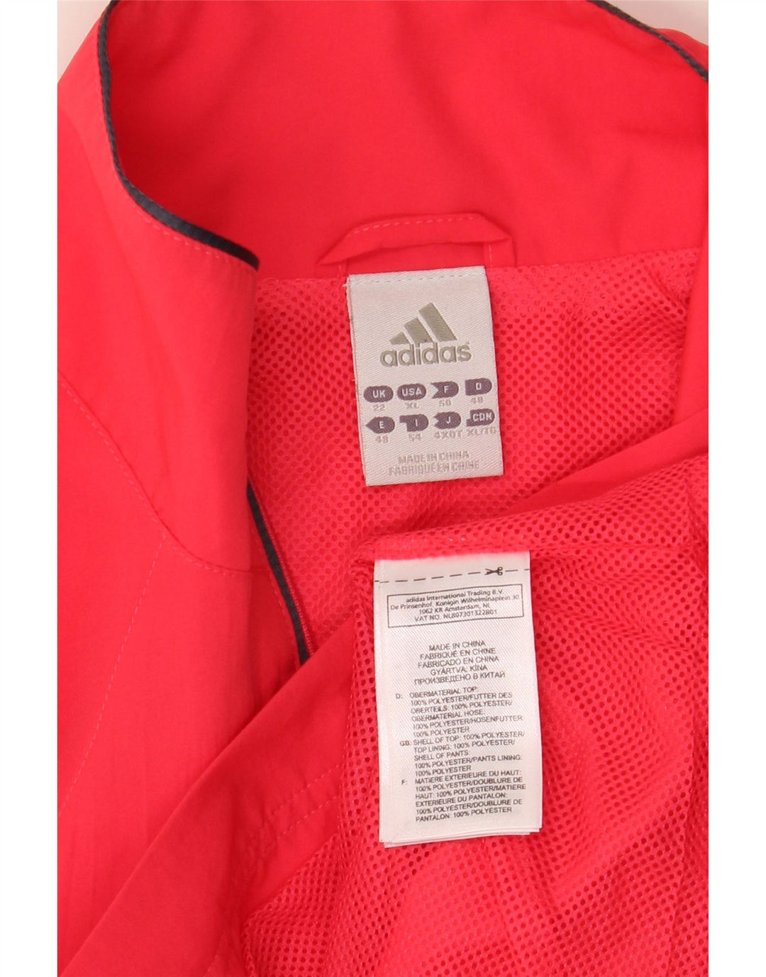 Adidas Damen Trainingsanzug Top Jacke UK 22 XL Rot Polyester