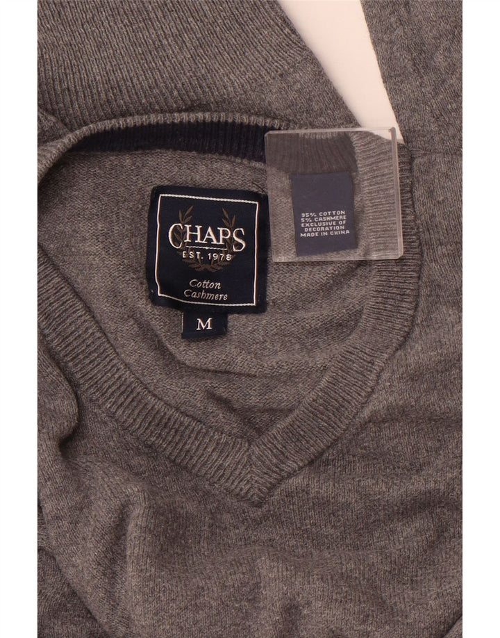 CHAPS Herre V-hals sweater mellemgrå bomuld