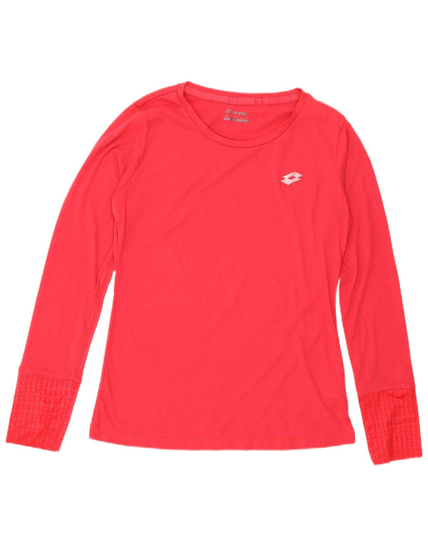 Top da donna a maniche lunghe Lotto UK 14 grande cotone maculato rosa