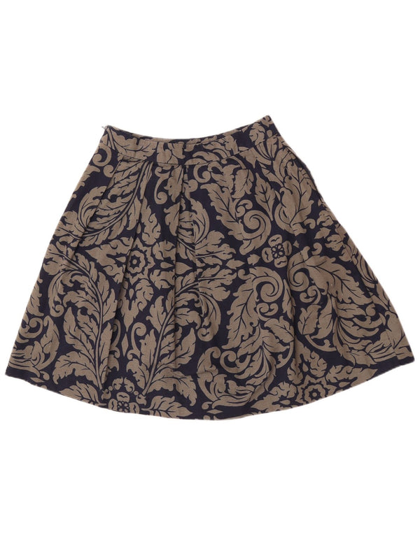 Boden Womens Pleated A-Line Skirt UK 8 Small W27 Navy Blue Paisley Cotton
