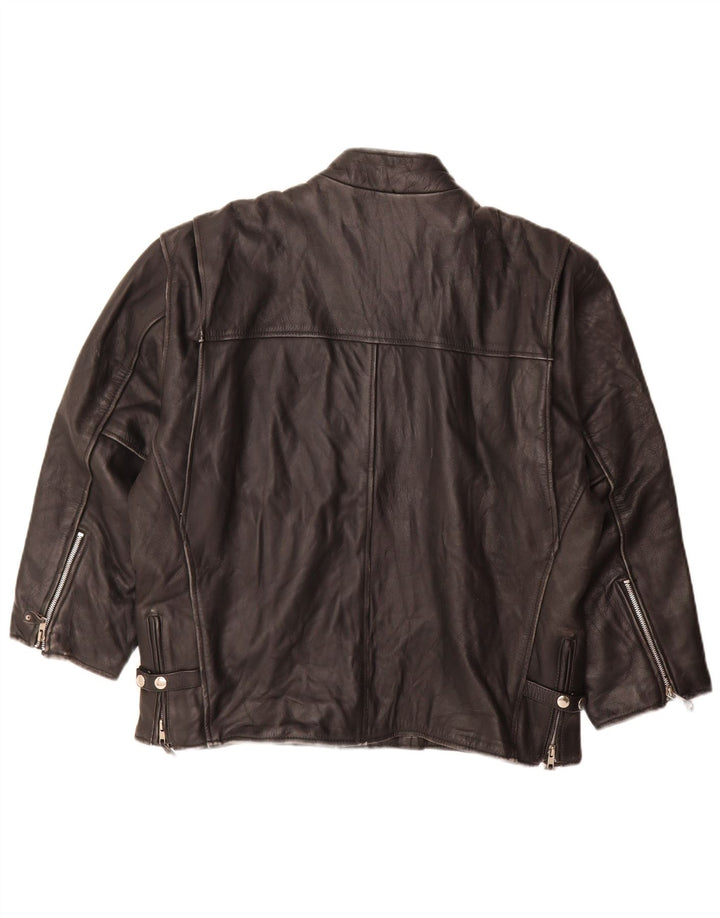 Vintage Mens Leather Jacket UK 44 2XL Black Leather