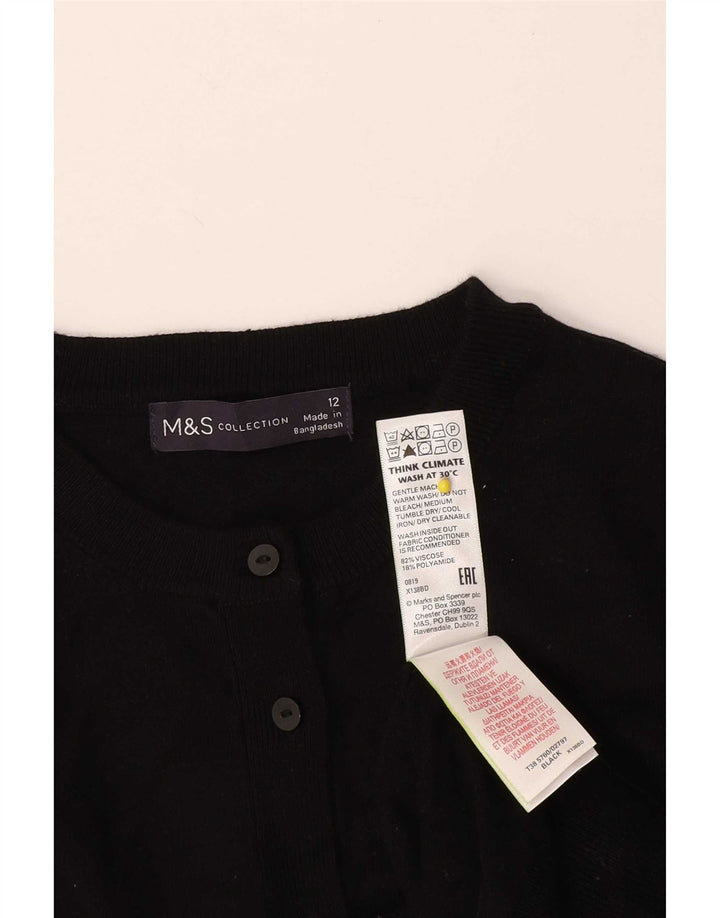 Marks & Spencer Womens Crop Cardigan Sweater UK 12 Medium Black Viscose