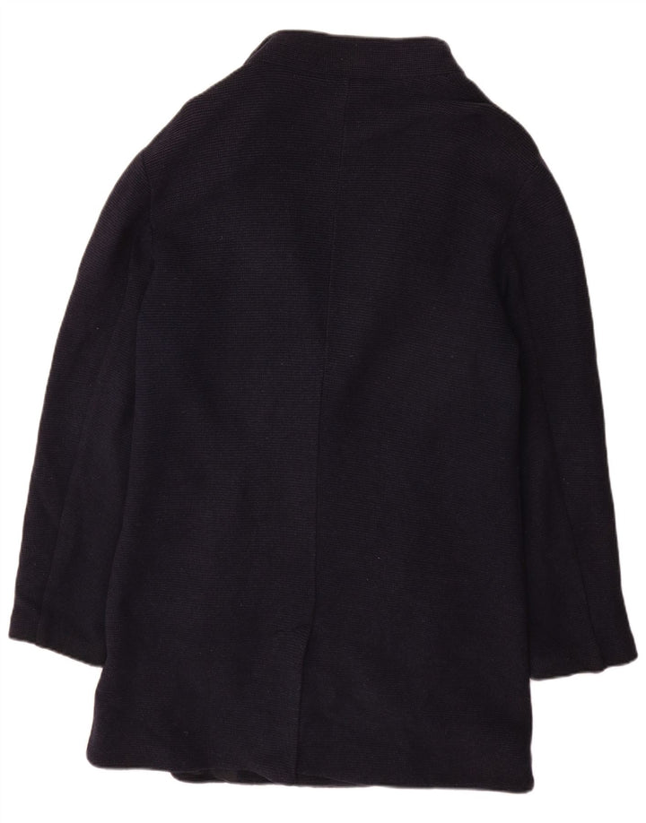 Zara Mens Knit Overcoat UK 40 Large Navy Blue Cotton