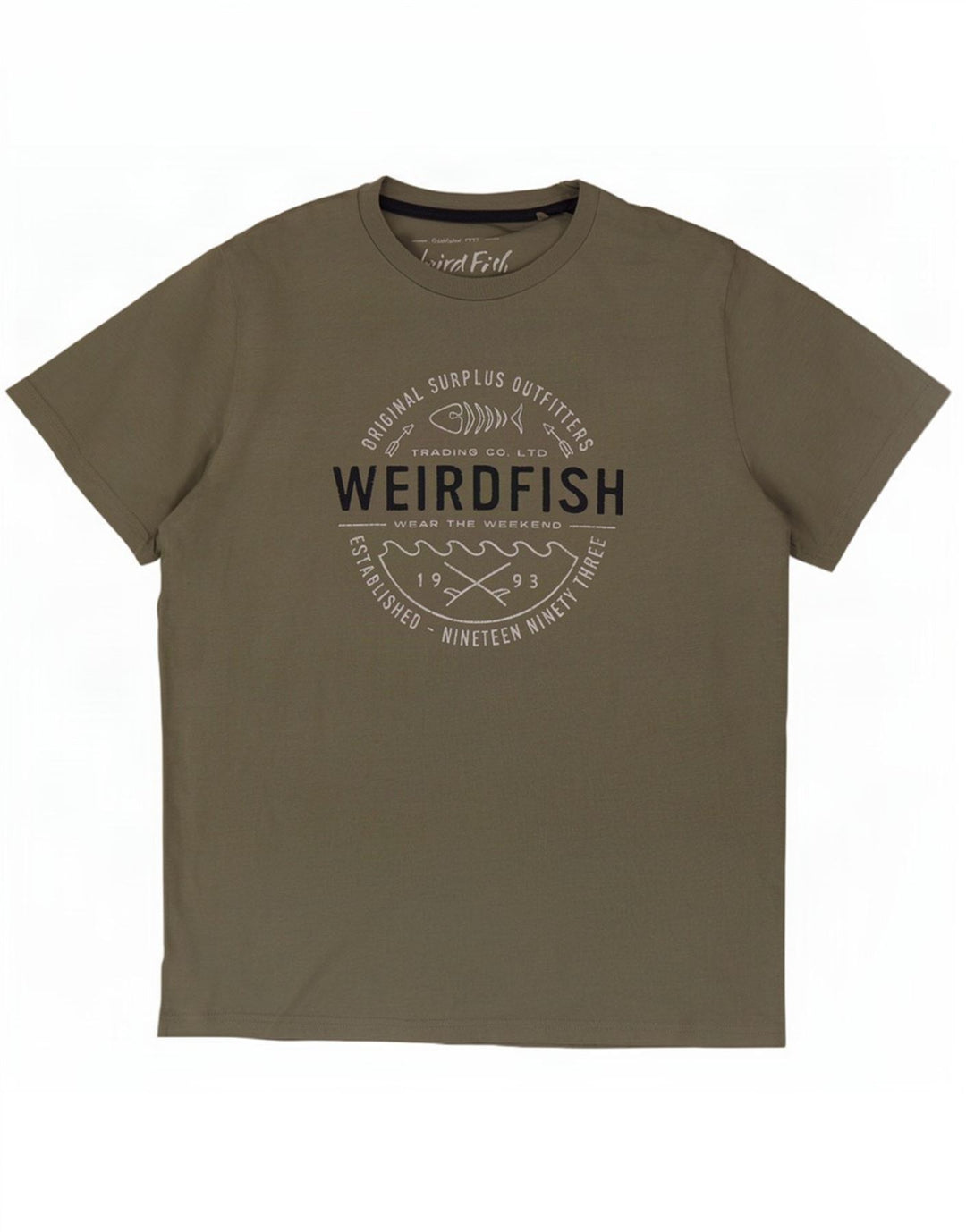 Weird Fish Mens Graphic T-Shirt Top Large Khaki Cotton