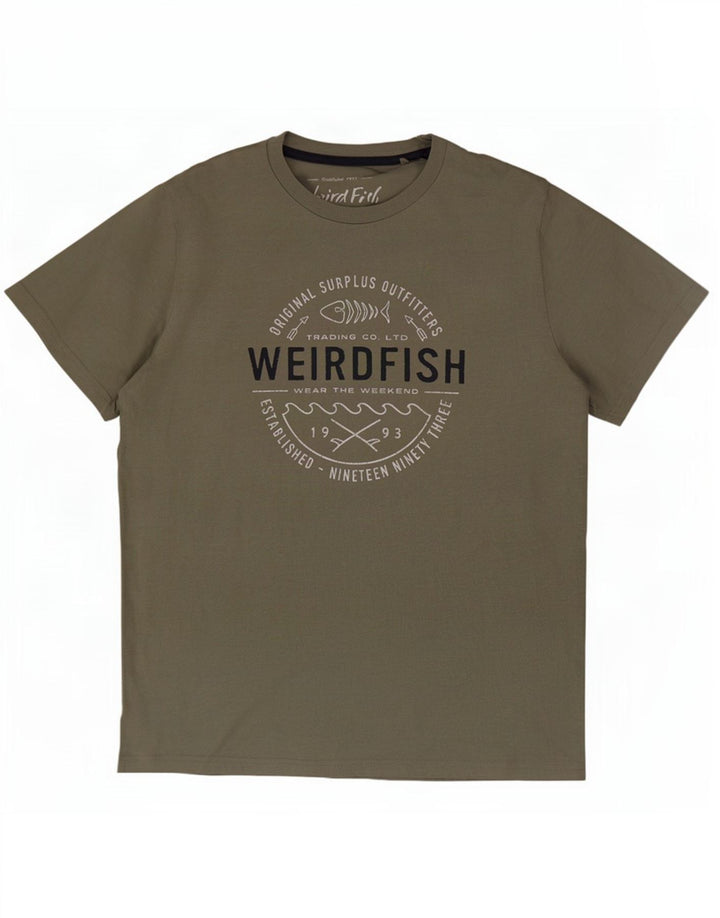 Weird Fish Mens Graphic T-Shirt Top Large Khaki Cotton