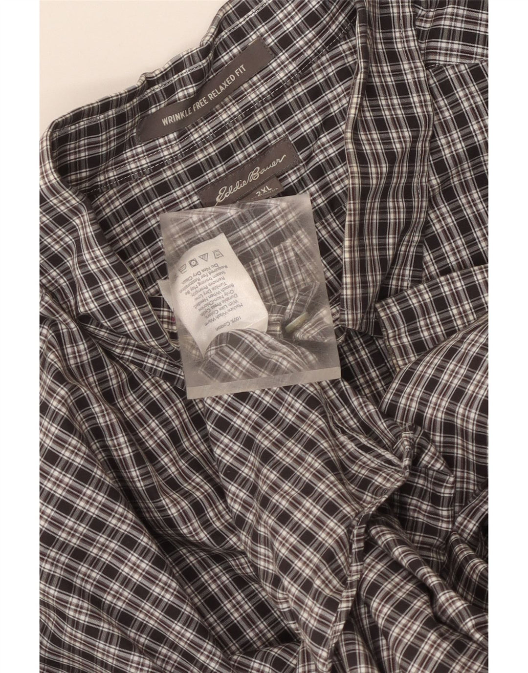 Eddie Bauer Mens Relaxed Fit Shirt 2XL Black Check Cotton
