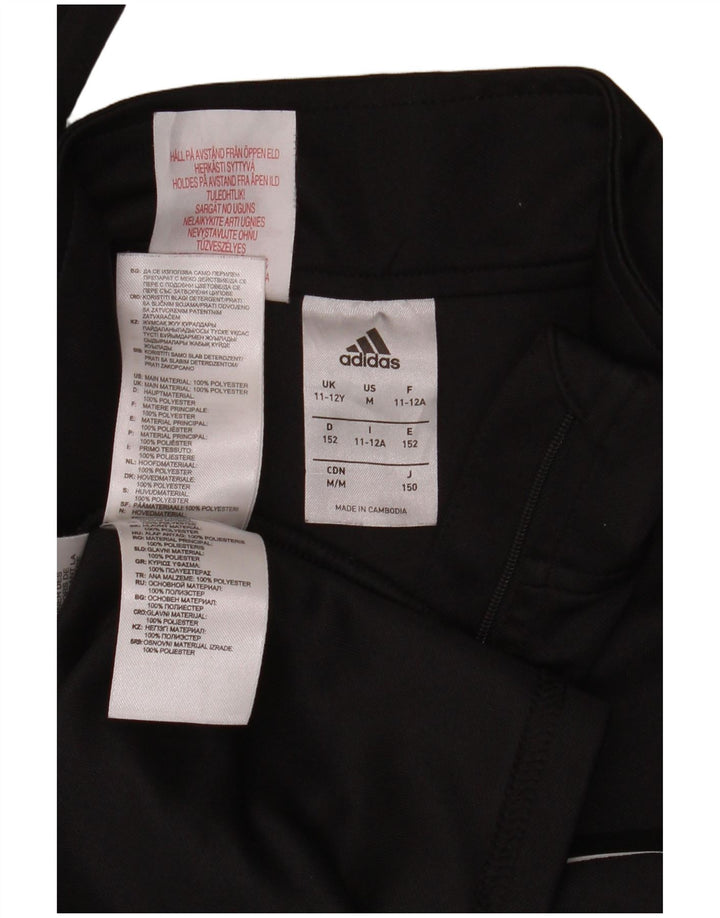 Adidas Boys Climalite Zip Neck Top Long Sleeve 11-12 Years Black Polyester
