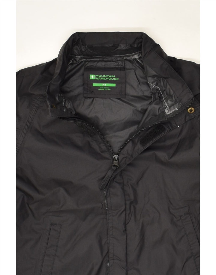 MOUNTAIN WAREHOUSE Boys Hooded Rain Jacket 7-8 Years Black Nylon | Vintage Mountain Warehouse | Thrift | Second-Hand Mountain Warehouse | Used Clothing | Messina Hembry 