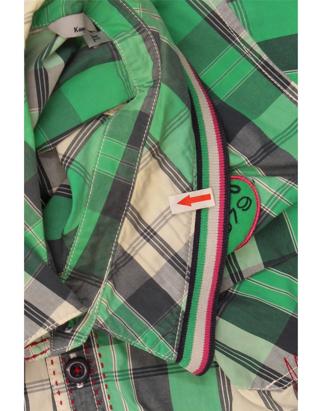 Kangaroos Mens Short Sleeve Shirt XL Green Check Cotton