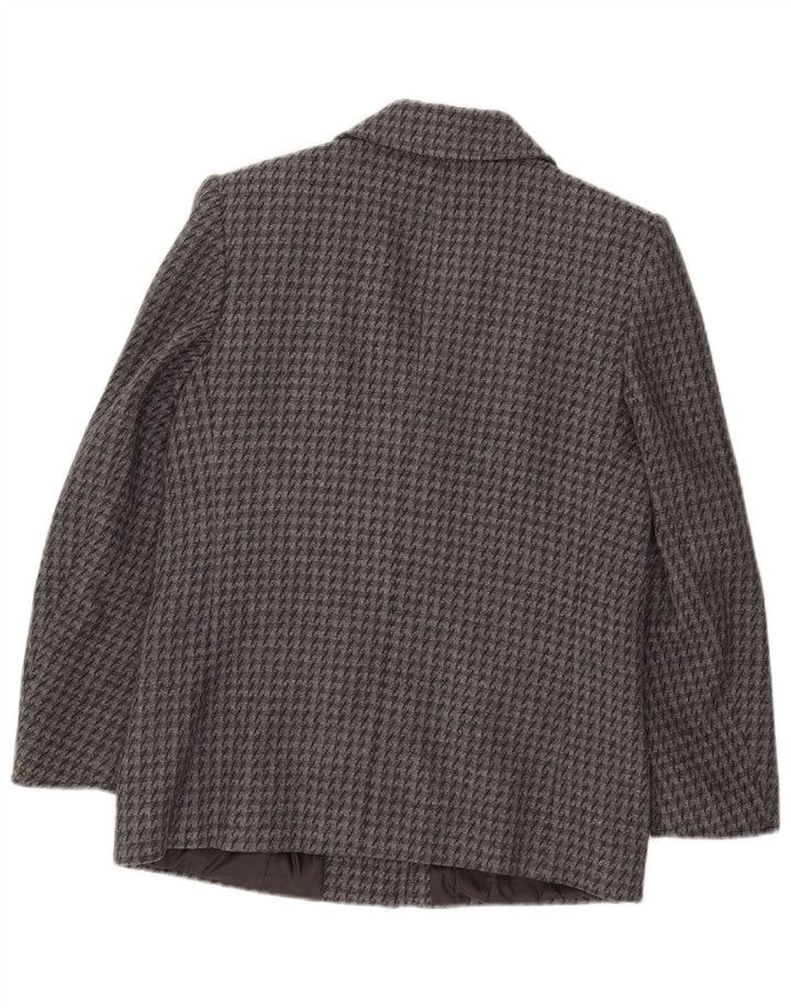 Vintage mujer 2 botones chaqueta blazer IT 43 pata de gallo gris medio