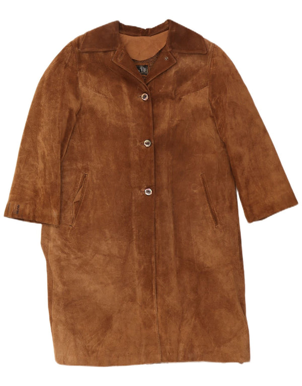 Sobretudo de camurça vintage feminino UK 14 marrom médio