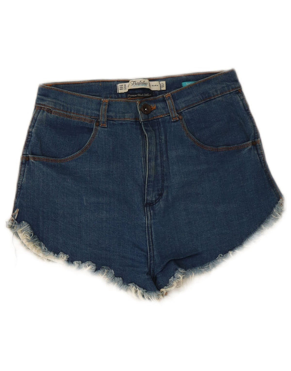 Pantaloni caldi a vita alta in denim Trafaluc da donna Zara EU 38 piccoli W28 blu