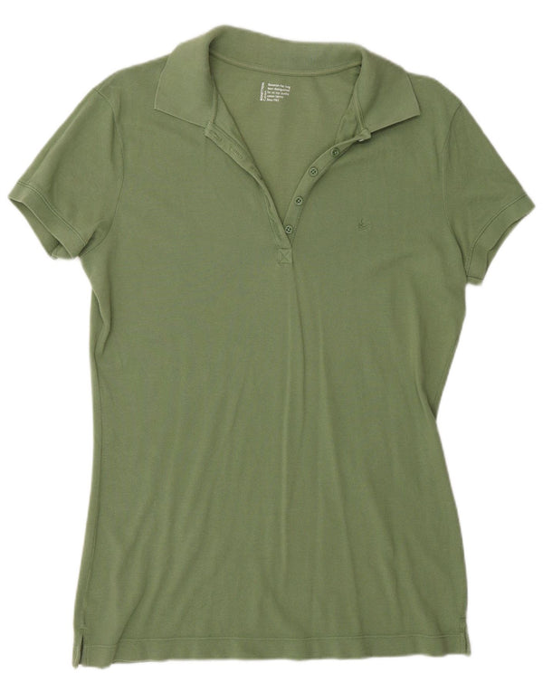 Benetton Womens Polo Shirt UK 16 Large Green Cotton