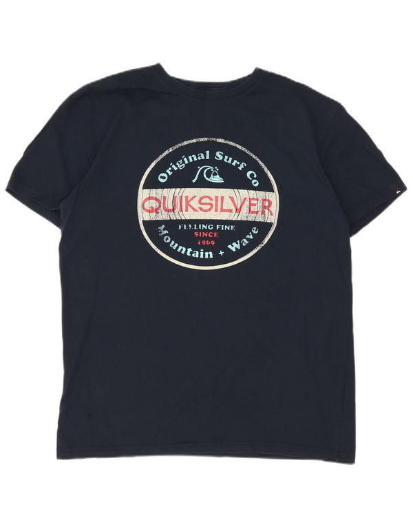 Quiksilver Mens Regular Fit Graphic T-Shirt Top Medium Navy Blue Cotton
