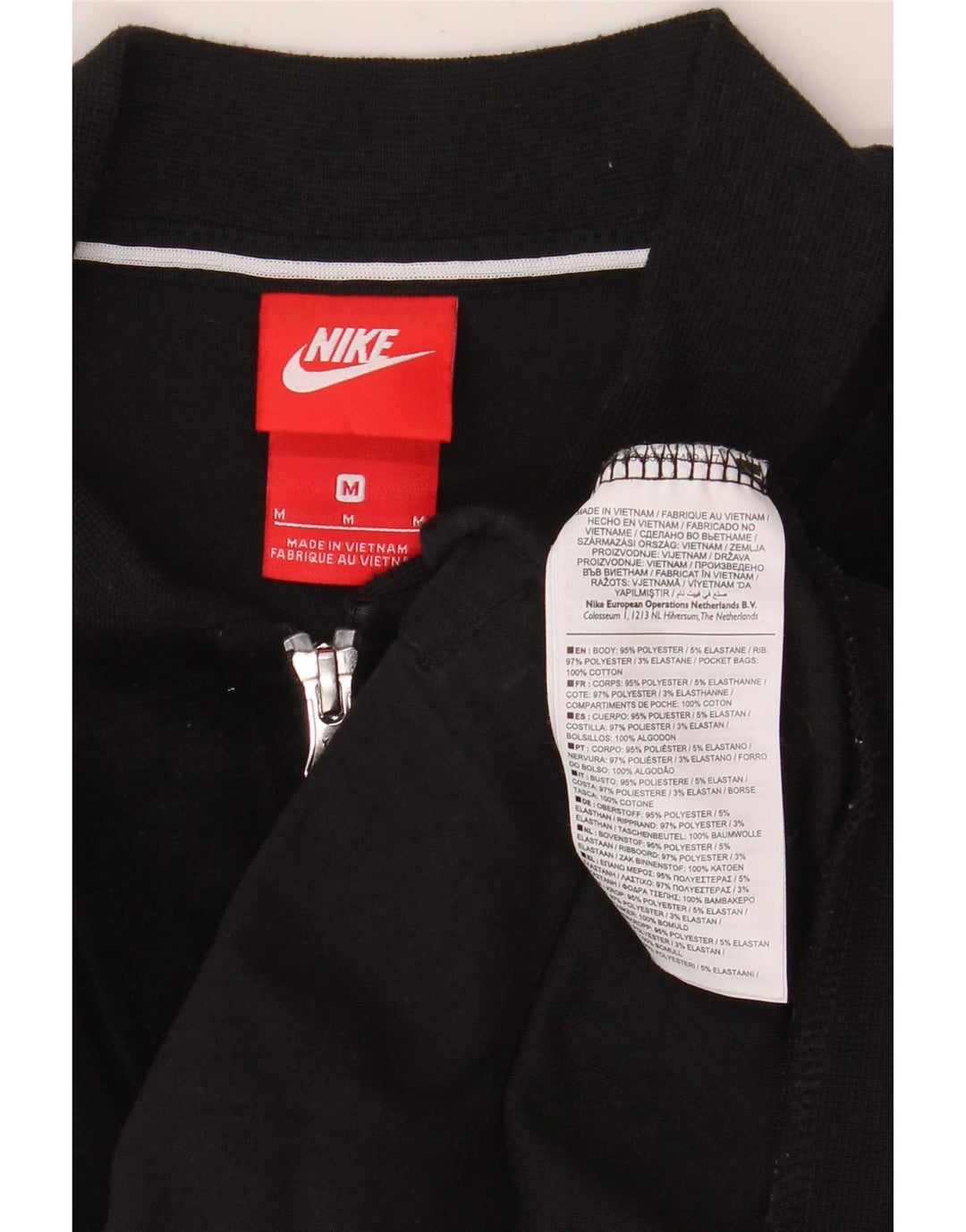 Nike Damen Velours-Trainingsanzug-Oberteiljacke UK 14 Mittelschwarzes Polyester
