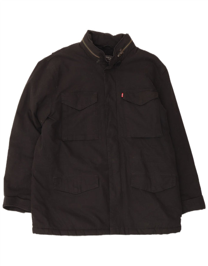 LEVI'S Mens Sherpa Utility Jacket UK 42 XL Black Cotton