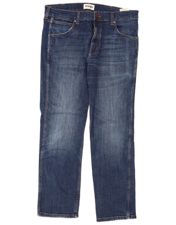 Wrangler Mens Greensboro Straight Jeans W32 L30 kék pamut