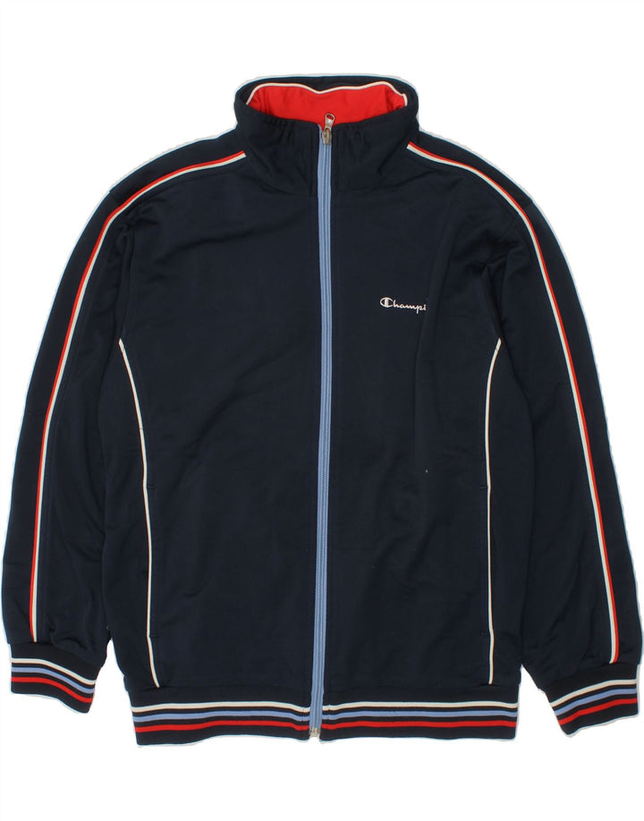 CHAMPION Boys Tracksuit Top Jacket 9-10 Years Medium Navy Blue Polyester Vintage Champion and Second-Hand Champion from Messina Hembry 