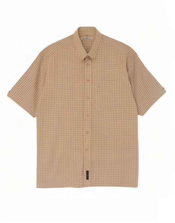 Ben Sherman Chemise à manches courtes pour homme en coton vichy beige moyen