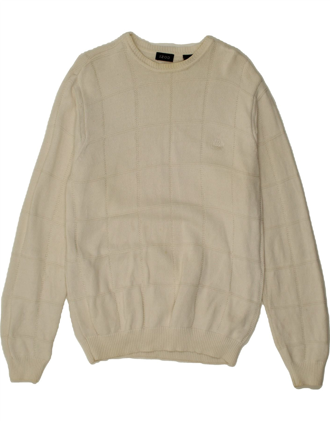 IZOD Mens Boat Neck Jumper Sweater Medium Off White Cotton Vintage Izod and Second-Hand Izod from Messina Hembry 