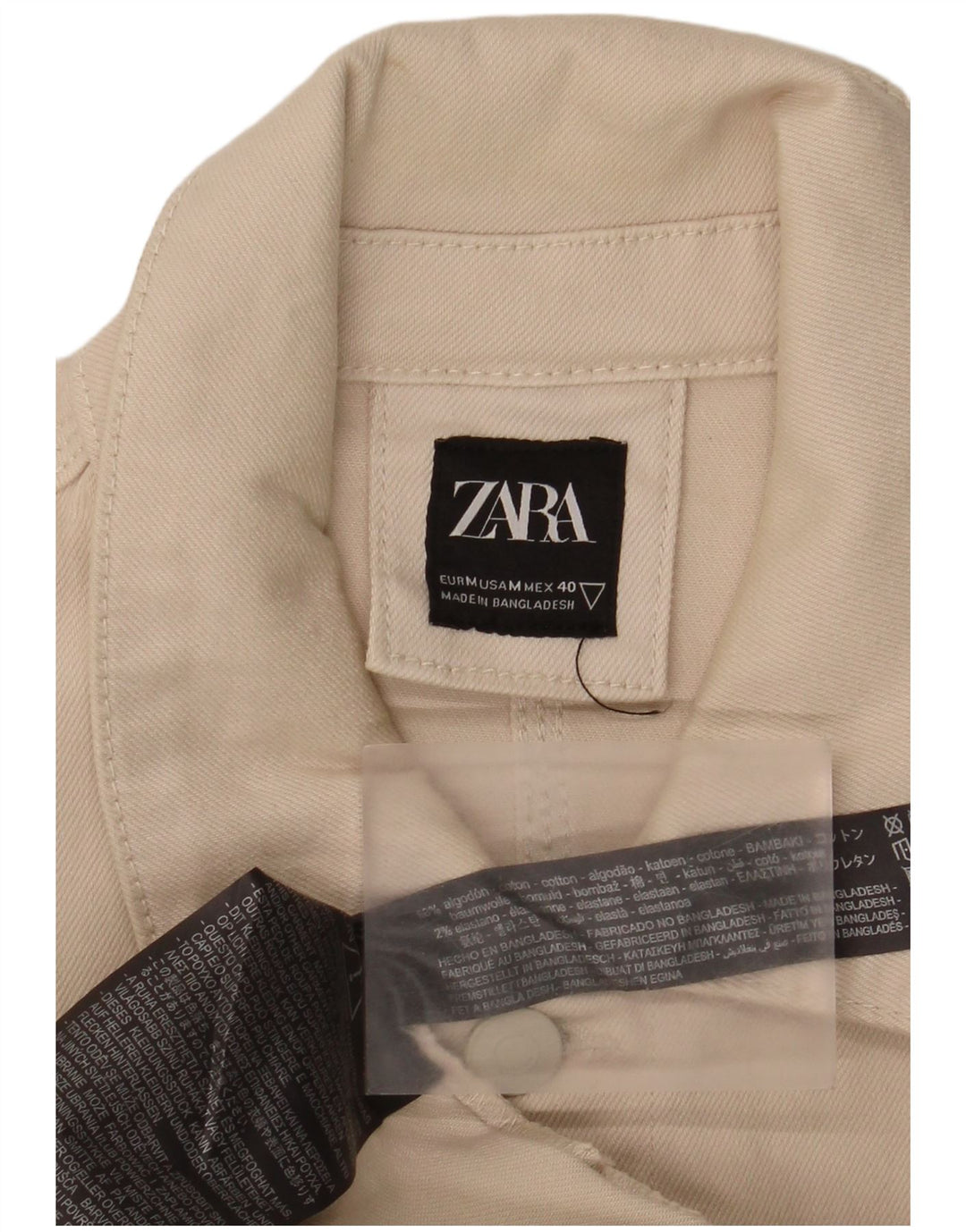 Zara Herre Utility Jacket UK 38 Medium Beige Bomuld