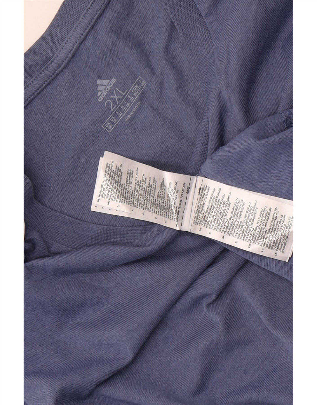 ADIDAS Mens T-Shirt Top 2XL Blue Cotton