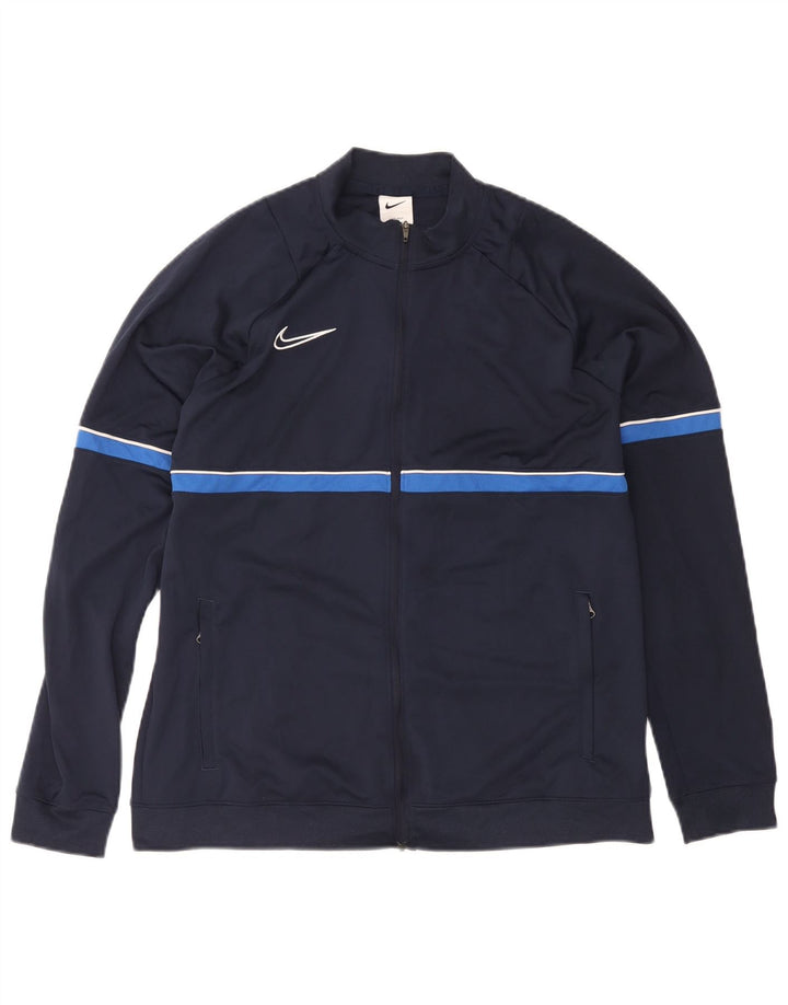 Nike Herren Dri Fit Trainingsanzug Top Jacke XL Marineblau Colourblock Polyester
