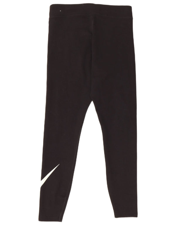 Nike Damen Graphic Leggings UK 16 Large Schwarz Baumwolle