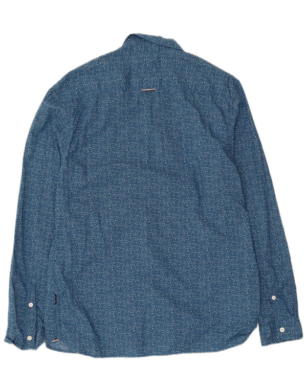 Chemise Slim Fit Homme White Stuff Large Coton à Pois Bleu