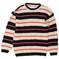 Vintage hombres barco cuello jumper suéter medio multicolor rayas