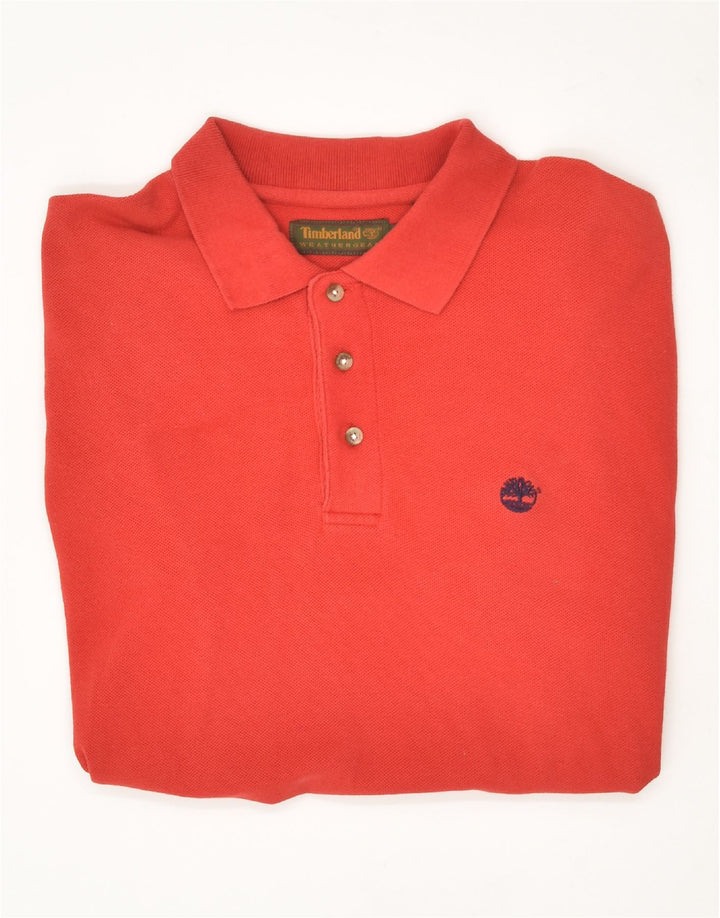 TIMBERLAND Mens Weathergear Polo Shirt Medium Red Cotton Vintage Timberland and Second-Hand Timberland from Messina Hembry 