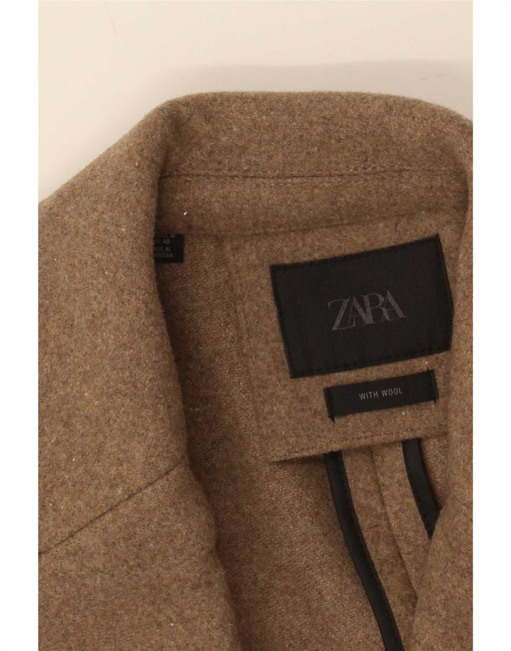 Мужское пальто Zara UK 38, средний бежевый, шерсть