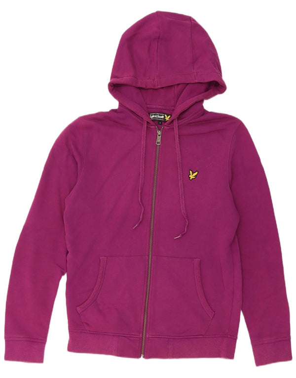 Lyle & Scott Pull à capuche zippé surdimensionné pour femme UK 10 Petit coton violet