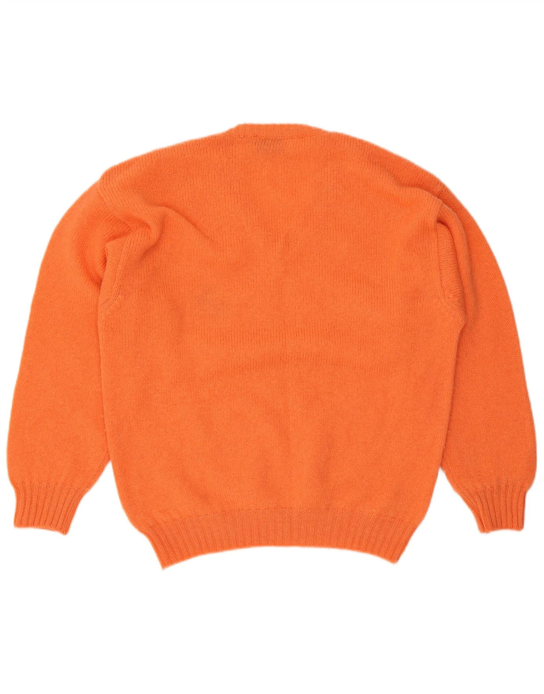 Vintage Mens V-Neck Jumper Sweater Large Orange Wool