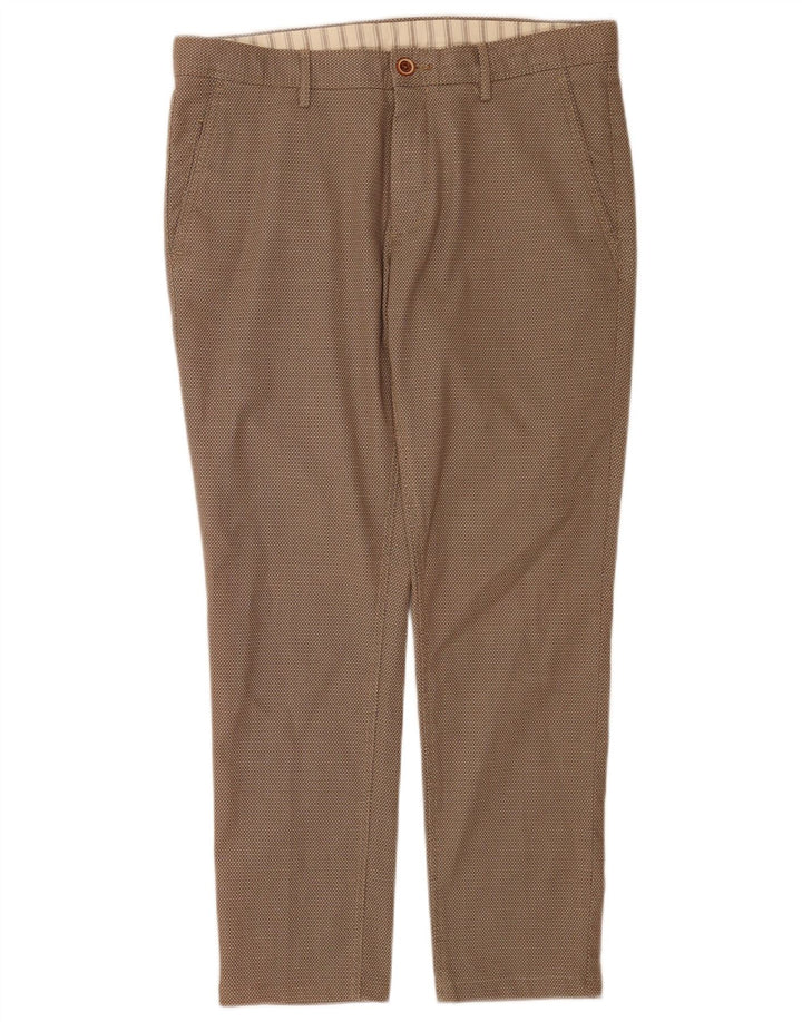 Massimo Dutti Mens Chino Trousers EU 40 Medium W31 L27 Brown Geometric