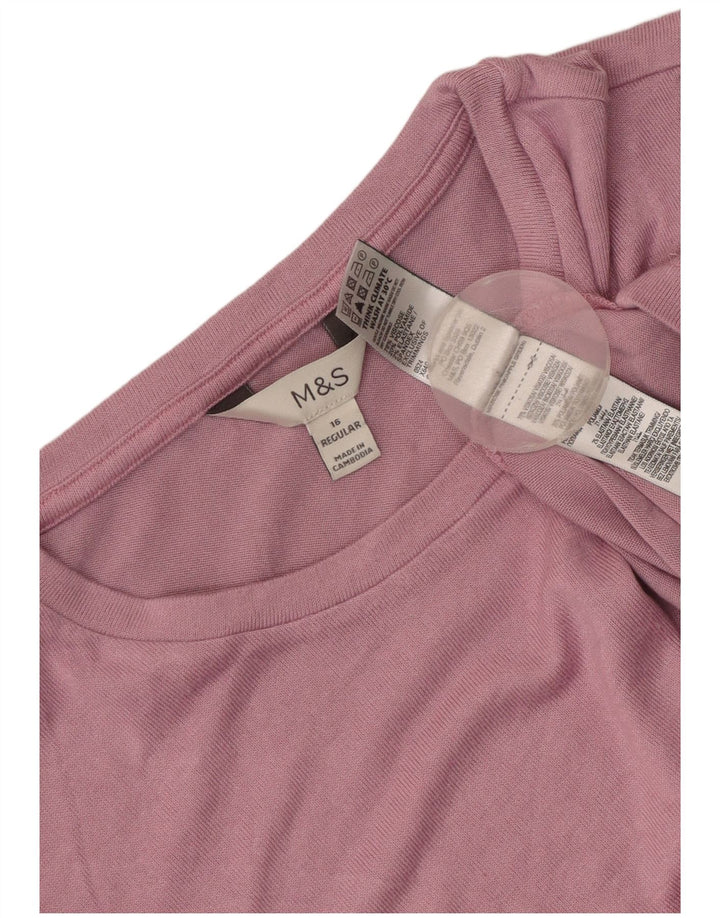 Marks & Spencer Womens Top Long Sleeve UK 16 Large Pink Viscose