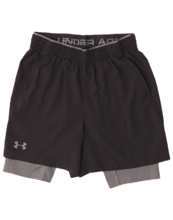 Under Armour Short de sport Heat Gear pour femme UK 12 Noir moyen Colourblock