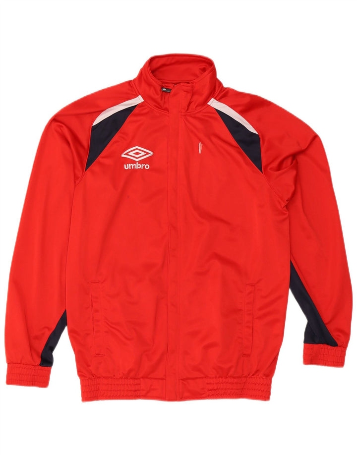Umbro Mens Tracksuit Top Jacket Medium Red Colourblock Polyester